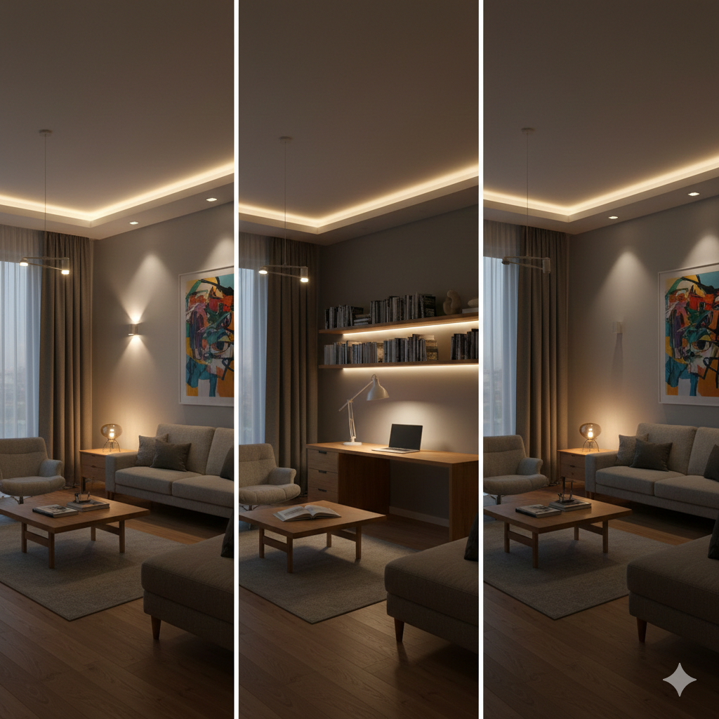 Plan d'éclairage en 3 couches