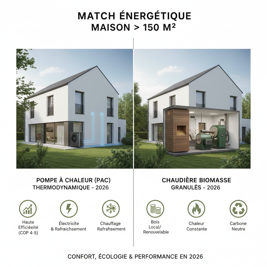 Pompe à chaleur ou chaudière biomasse
