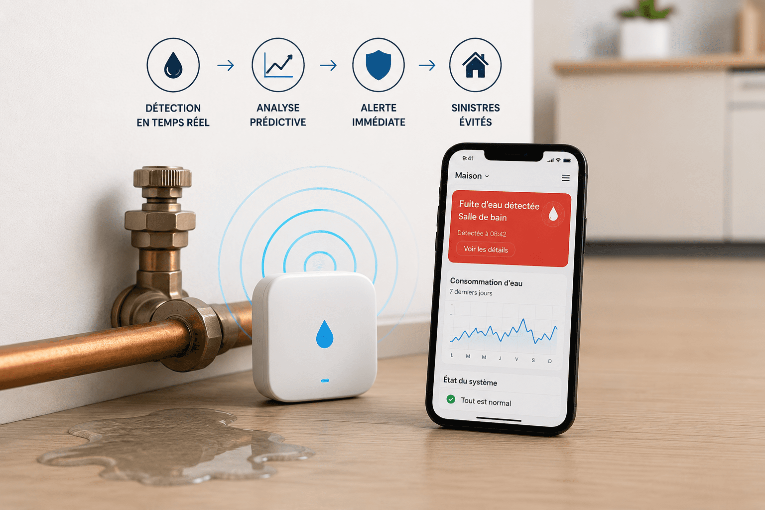 Capteurs d'eau intelligents pour détecter fuites