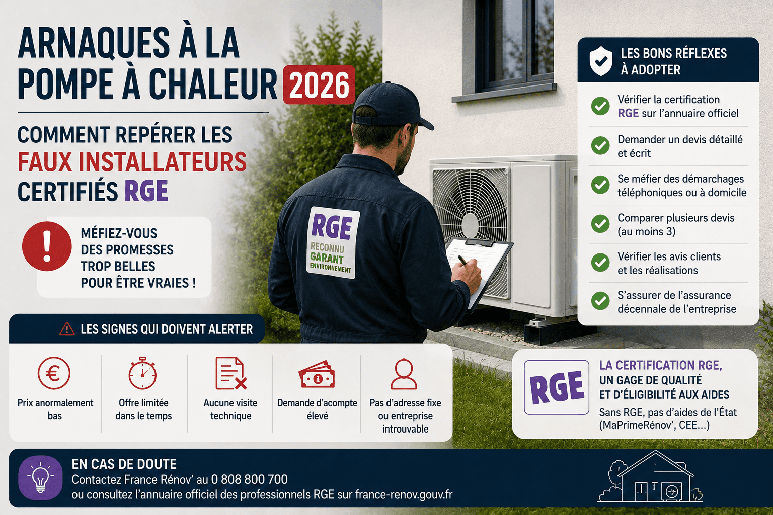 Repérer arnaques à la pompe à chaleur faux installateurs