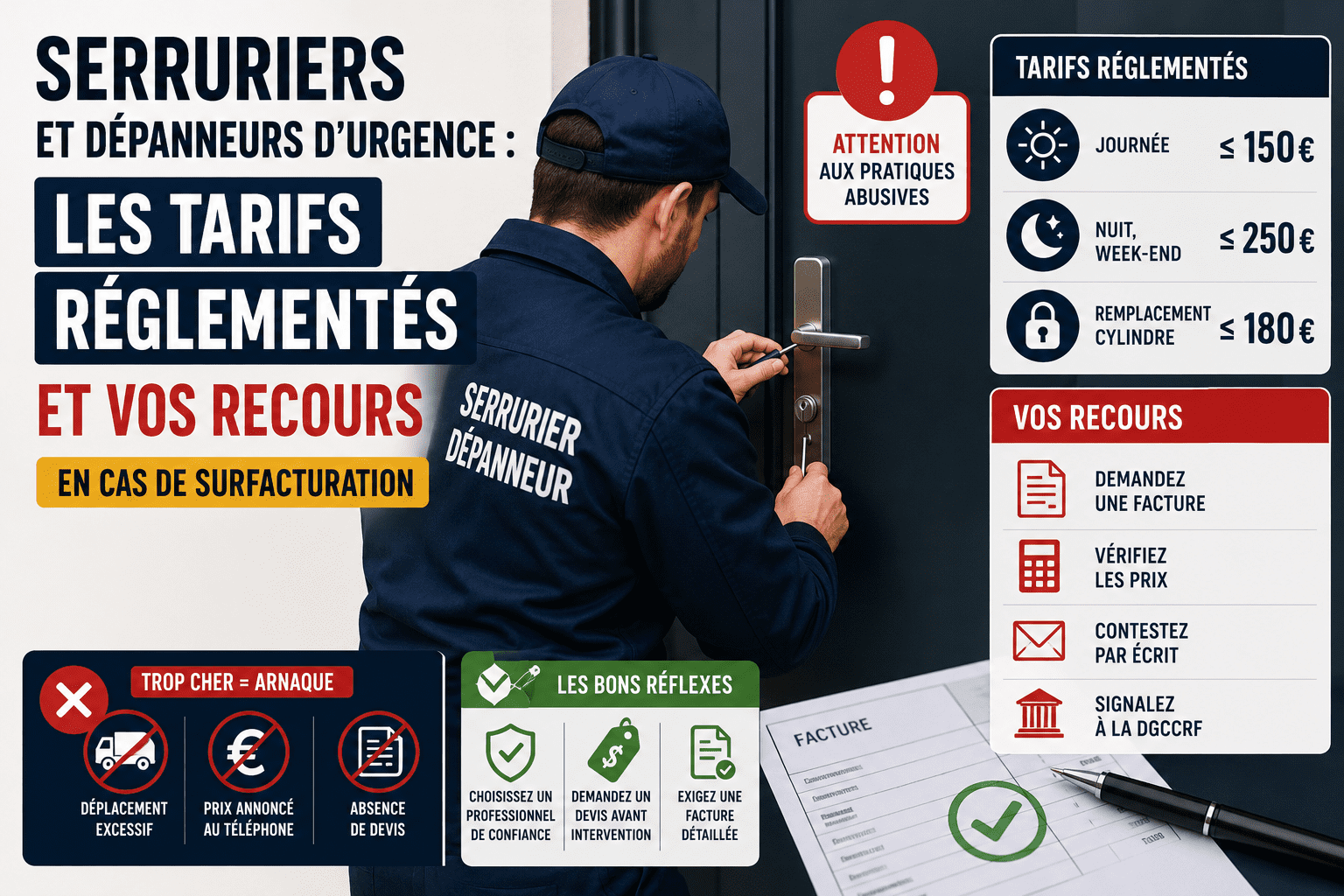 Tarifs et recours serruriers et dépanneurs d'urgence