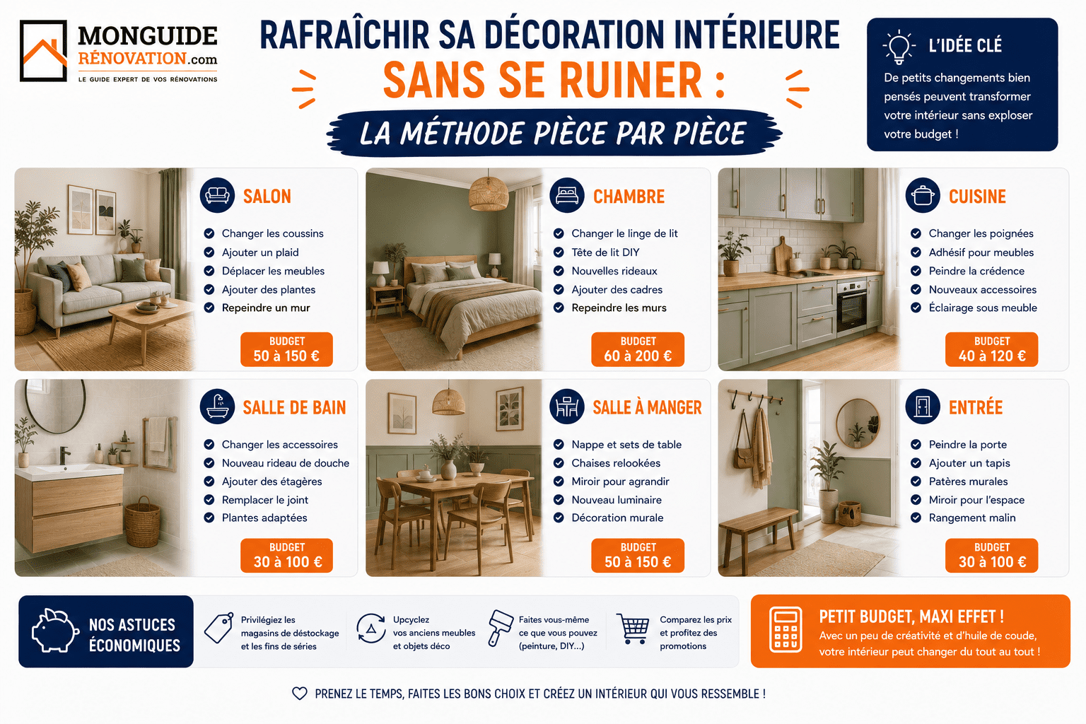 Idées de déco par pièces à petit budget
