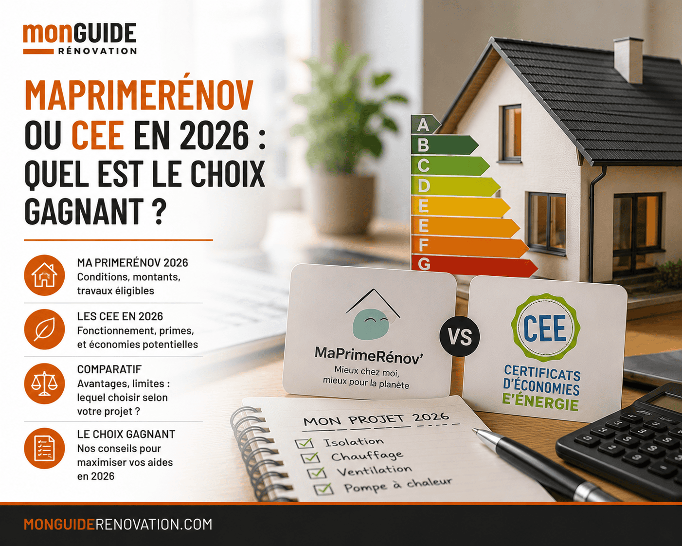 Choix gagnant entre MaPrimeRénov et CEE en 2026