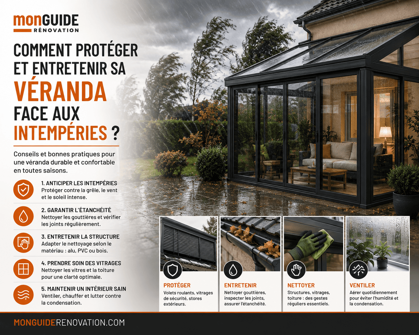 Protéger et entretenir sa véranda intempéries